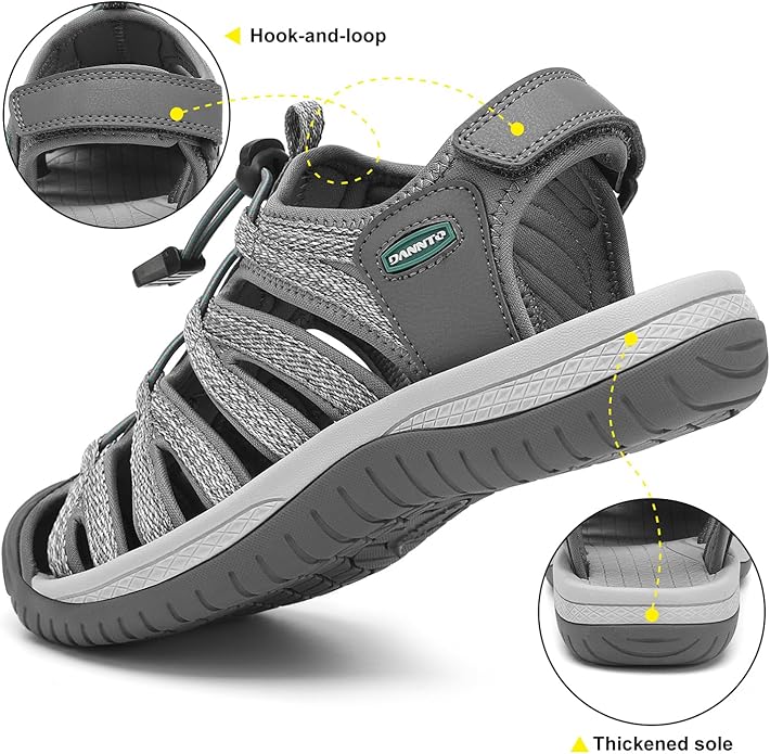 Dannto Women's Closed Toe Hiking Sandals Walking Water Sandal Comfort Athletic Sport Outdoor Sandals