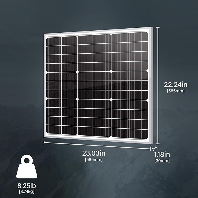 Newpowa 10BB 60 Watt 24 Volt Solar Panel High-Efficiency Monocrystalline PV Module Designed for 24V Off Grid System, Charge Your Battery of RV, Boat, Camper, Trailer, Gate Opener