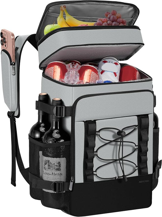 Cooler Backpack - 40 Cans Insulated Backpack Cooler for Men & Women, Portable 2 Leak Proof Compartments Coolers Bag for Beach Travel Picnic Lunch Hiking BBQ Camping - MIYCOO
