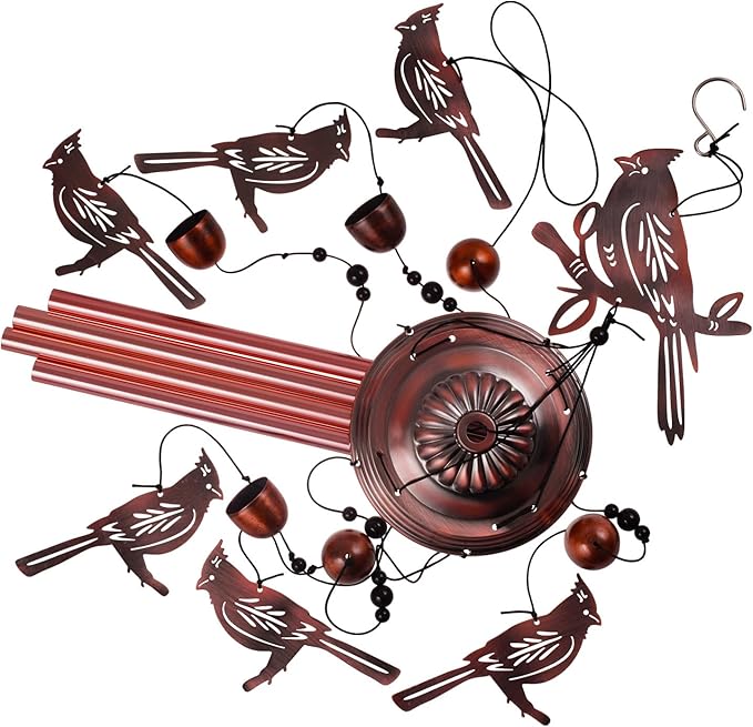 Cardinal Wind Chimes for Garden, Home, Balcony, Yard, Outdoor Decoration, Cardinal Wind Bell, Memorial Wind Chime, Wind Catcher, Blessing Wind Chimes Xmas Gifts for Mom, Grandma, Family, Women, Friend