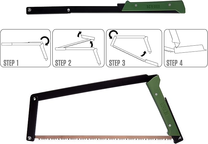 AGAWA - BOREAL24 Tripper Kit - 24 Inch Folding Bow Saw, 24" Rugged Cordura Sheath, Additional 24" Aggressive Blade (Black Frame - Green Handle)