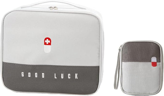First Aid Bags Empty, Travel Medicine Bag, Medical Supplies Organizer Bag, Portable Kit for Traveling, Car, Home, Camping, Office, Hiking, Outdoor (Oxford Grey)
