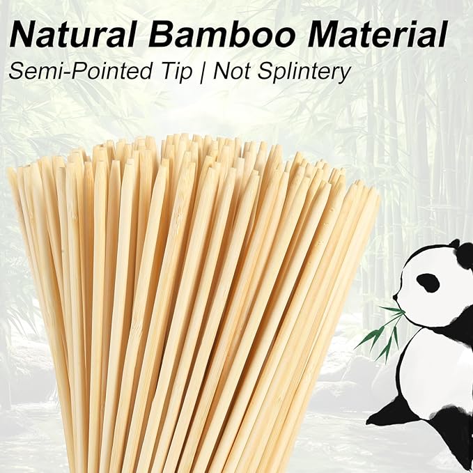Natural Bamboo Smores Sticks 17.5", 40 PCS Marshmallow Roasting Skewers, Extra Long 5MM Thick Heavy Duty Wooden S'more Sticks for Grilling, Camping Fire, Caramel Candy Apple, Hot Dog