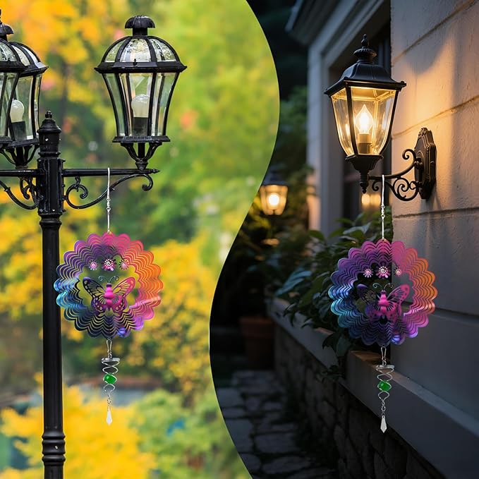 16.5in Wind Spinners Outdoor with Spiral Tail, Metal Hanging 3D Wind Spinner Stainless Steel Sparkly Bird Devices to Scare Birds Away from Yard Decoraction Patio Art Whirligig Gifts