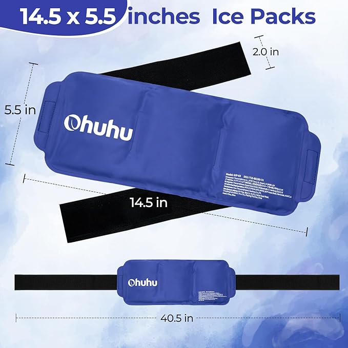 Ice Pack Wrap for Injuries: Ohuhu 2 Pack Reusable Ice Packs with Wrap Hot Cold Therapy Gel Ice Pack Adjustable Flexible for Shoulders Wrists Knee Back Neck Legs Hip Aches Injury Pain Relief