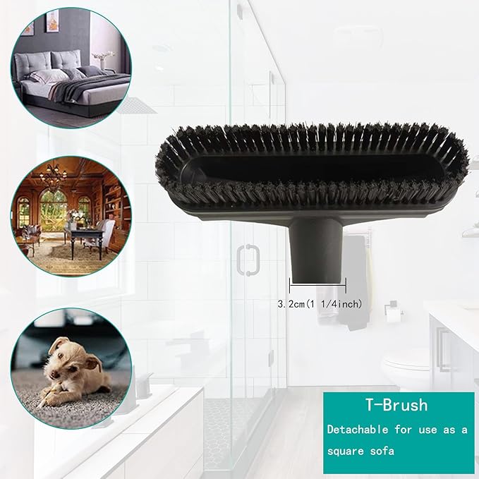 15 PCS Universal Vacuum Attachments Kit for Shop Vac Accessories - Includes Horse Hair Vacuum Brush, Floor Brush, Crevice Tool, and Hose Adapters for 2 1/2" to 1 1/4"