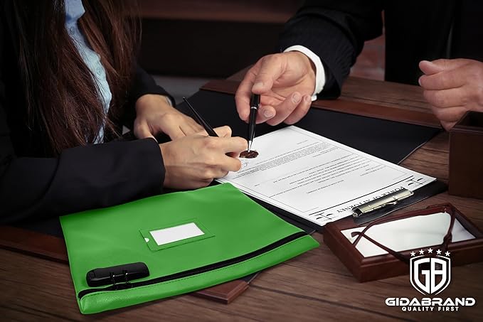 GreenZipper Notary Supplies Bag | 14x11 inch | Locking Document Case for Notary Kit, Stamp, Embosser, Ink Pad, and Valuables