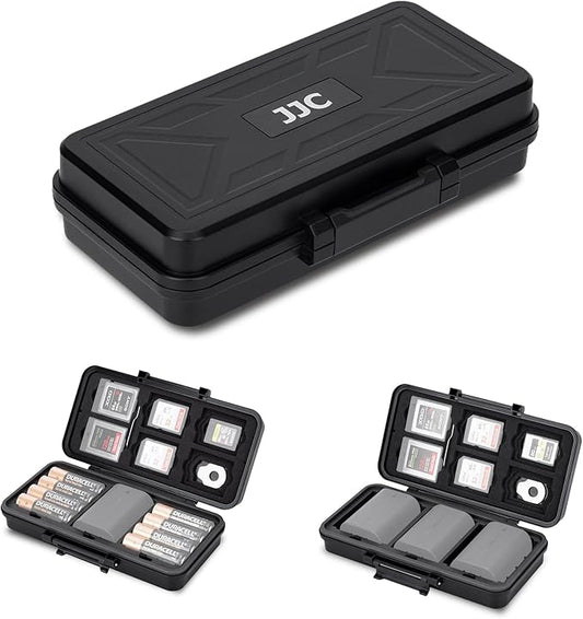 JJC Camera Battery & SD Card Case for 3 Camera Batteries, 6 SD Cards, 5 CFexpress Type A Cards, 6 CFexpress Type B or XQD Cards, Water-Resistant & Anti-Shocked DSLR Battery SD Card Holder