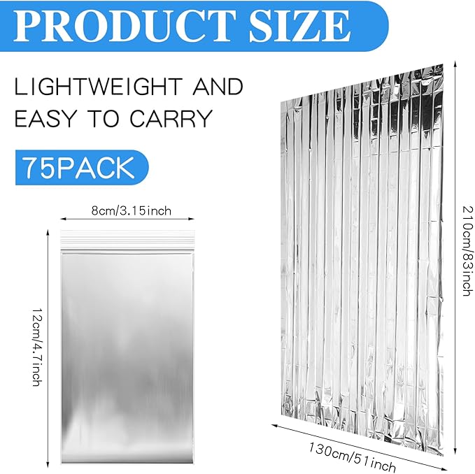 Macarrie 75 Pack Emergency Foil Thermal Blankets - Silver Foil Survival Blanket Space Blanket Kit for Outdoors, Camping, Hiking, Homeless, First Aid