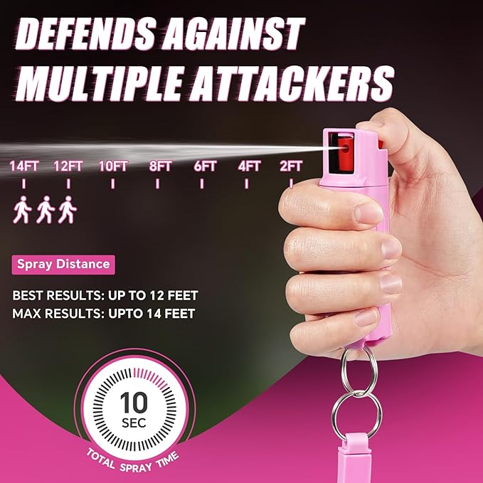 Pepper Spray, Maximum Police Strength, 0.54 fl oz, Quick Release Keychain, Finger Grip, 25 Bursts