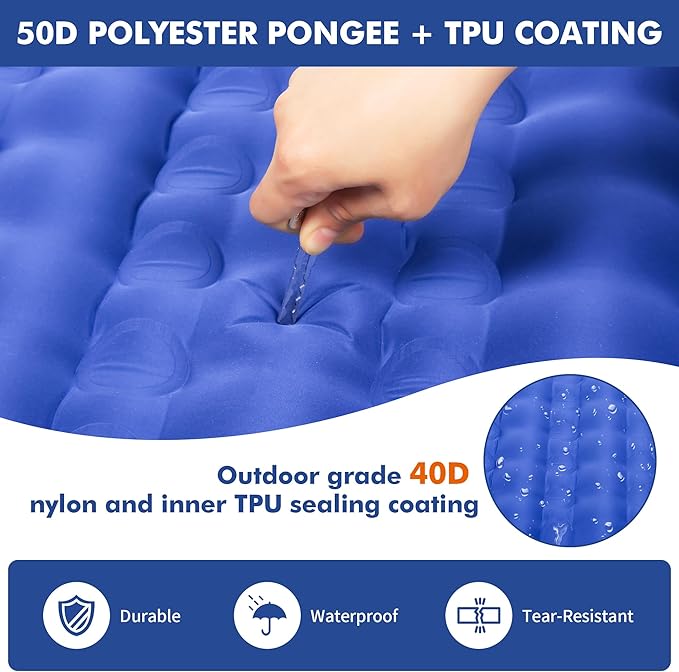 HiiPeak Strong Support Camping Mat, Inflatable Sleeping Mattress 3.9 Inch Thickness Sleeping Pad with Pillow, Quick Inflation Ultralight Portable Camping Sleeping Bed for Backpacking, Hiking, Picnic