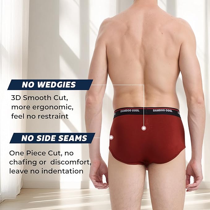 BAMBOO COOL Mens Breathable Soft Underwear Open-fly Classic Briefs, Tag-free