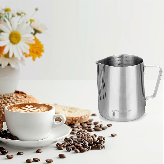 Apexstone Espresso Milk Frothing Pitcher 20 oz, Espresso Steaming Pitcher 20 oz, Coffee Milk Frothing Cup, Coffee Steaming Pitcher 20 oz/600 ml