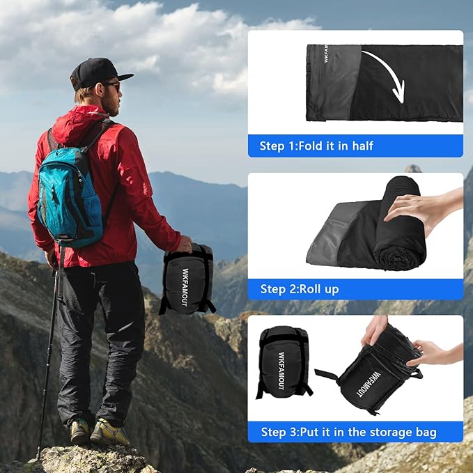 Backpacking Flannel Sleeping Bag Lightweight for Adults Hiking Ultralight Compact Sleeping Bag Portable Warm Weather Summer with Compression Sack