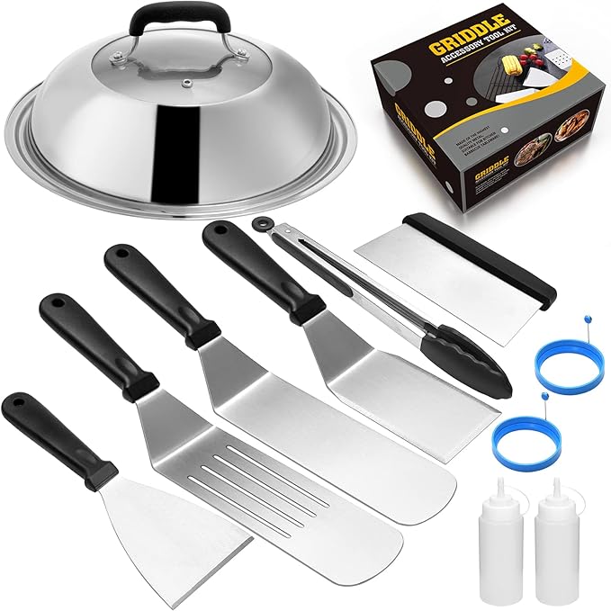 Griddle Accessories Compatible with Blackstone and Camp Chef, Flat Top Griddle Scraper Tool with Melting Dome for Outdoor Cooking, Grill Accessories