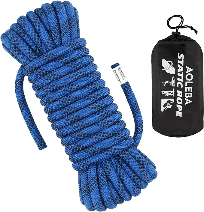 AOLEBA 10.5 mm Static Climbing Rope 10M(32ft) 20M(64ft) 30M(96ft) 50M(160ft) 70M(230ft) Outdoor Rock Climbing Rope, Escape Rope Ice Climbing Equipment Fire Rescue Parachute Rope