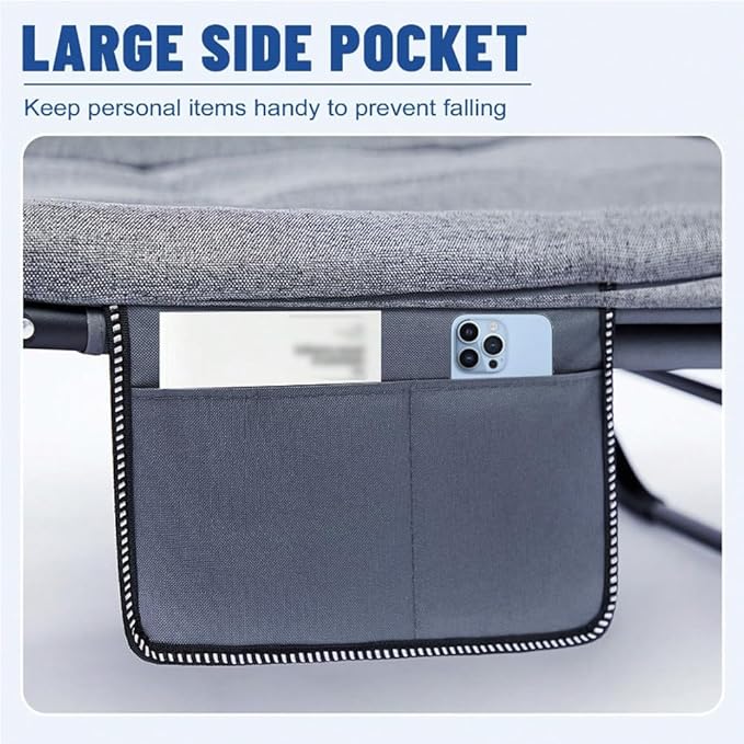 Camping Cot Recliner Portable Folding Bed with Pillow Adjustable Backrest Heavy Duty Frame for Sleeping Travel Office Indoor Outdoor Use (Extra Large(78in))