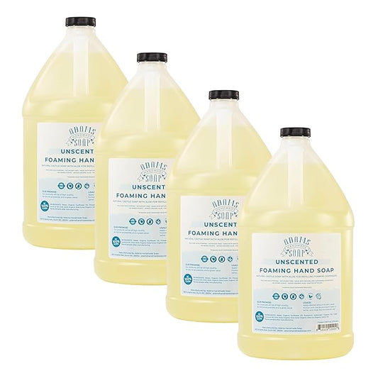Adams Handmade Soap Thin Castile Foaming Liquid Hand Soap 1 Gallon Refill - Unscented (Pack of 4)