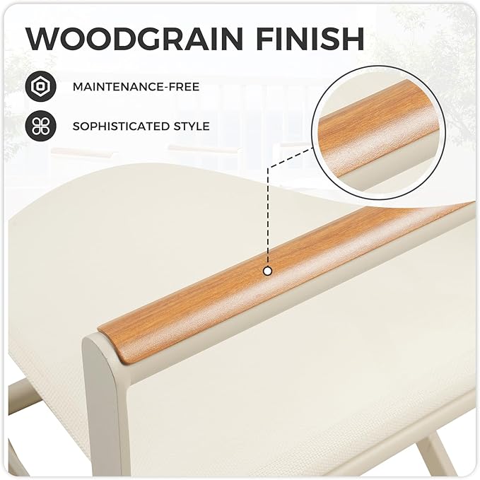 Grand patio Extra-Wide 6-Pack Directors Chairs, Folding Dining Chair Set of 6 with Sling and Woodgrain Armrests, Outdoor, Apricot