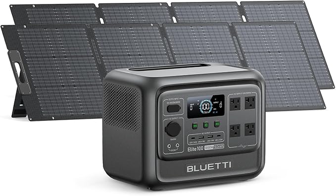 BLUETTI Solar Generator Elite 100 V2 with 2 200W Solar Panel (ship separately), 1024Wh Portable Power Station w/ 4 1800W AC Outlets, 35% Smaller, Ideal for Camping, Emergencies, Backup Power (2025New)