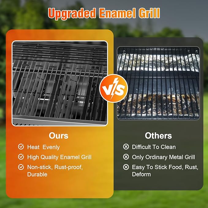 3-Burner Gas Grill with Folding Side Tables,Stainless Steel 24,000 BTU BBQ Grill,Outdoor Propane Grill for Barbecue,Patio,Camping