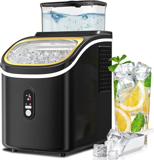 Countertop Ice Cube Maker Machine with External Water Tank,16Pcs/5Mins,34Lbs/Day,2 Ways to Add Water,Portable Compact Small Ice Maker with Auto-Cleaning,Perfect for Home/Kitchen/Camping/RV
