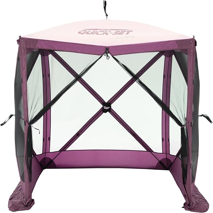 CLAM Pop Up Screen Tent, Outdoor Camping Gazebo Canopy, Traveler, 6' x 6', Plum