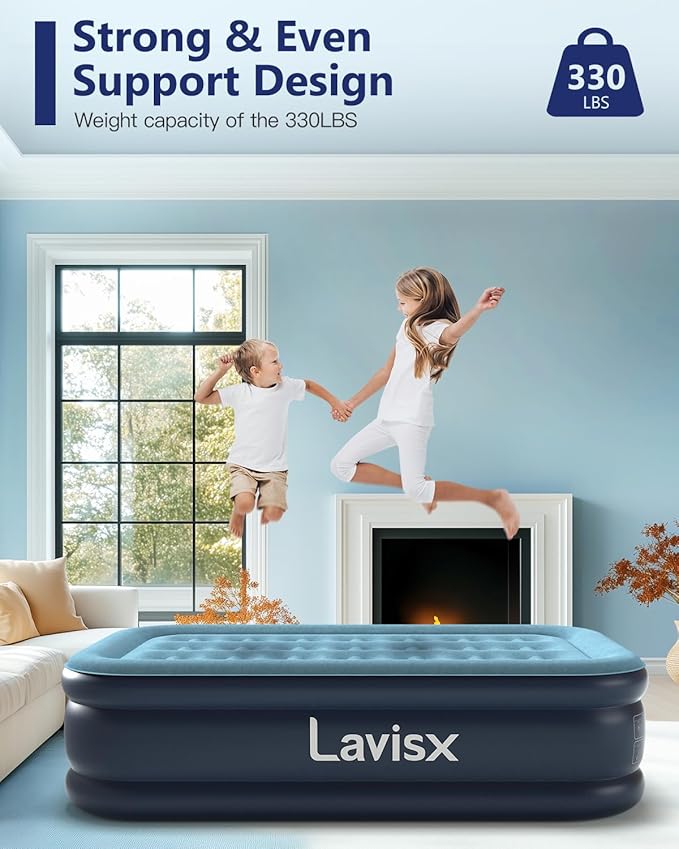 Twin Air Mattress with Built in Pump 18" Blow Up Mattress Raised Air Bed, 3 Mins Quick Self Inflatable with Storage Bag for Guest and Home