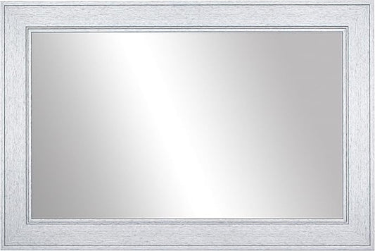 Frame My Mirror Silver Framed Mirror, 26" x 38" Mirror for Bathroom, Wood Frame, True Reflections Glass, Brushed Silver Finish, Porter Design, Hangs Horizontally or Vertically, Made in USA