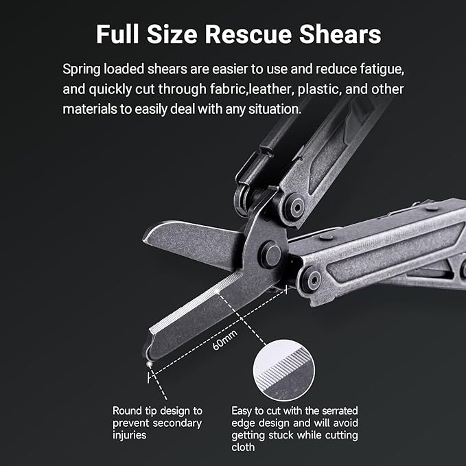 NEXTORCH PIONEER 14-IN-1 Multi-tools Full-Size,Versatile Multi-tool Set with Scissors Needle Nose Pliers Pocket Clip Multi-tool (STONE WASHED FINISH)