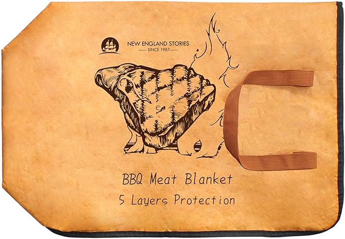 BBQ Blanket for Resting Meat, 5-Layer Insulated Meat Resting Bag for Moisture Retention and Perfect BBQ, Wide Mouth with Handle Design for Briskets, Pork Shoulders, Steaks (Brown, 15 Inch)