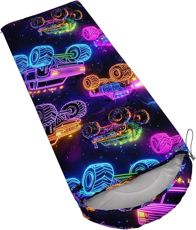 AILONEN Blue Glowing Basketball Sleeping Bag for Kids Boys,Warm and Cool Weather,Lightweight,Waterproof Backpacking,City Theme Ball Sports Sleeping Bag for Camping