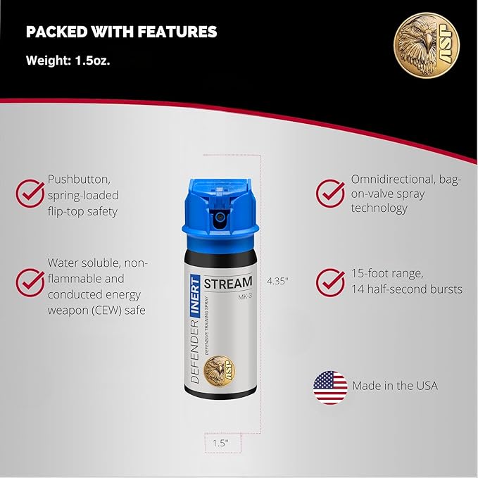 ASP Defender LE Pepper Spray, Self-Defense OC for Law Enforcement Professionals, Professional Grade Personal Defense Equipment, Personal Protection Device, 15-Foot Range