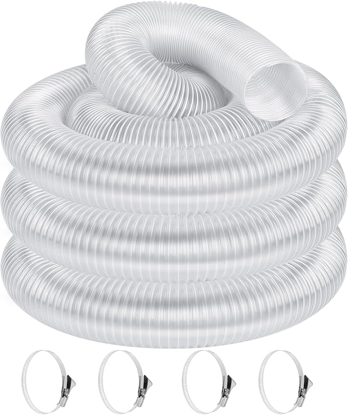 2 1/2" x 20' Heavy PVC Dust Collection Hose,Flexible Clear Debris and Fume Collection Hose with Stainless Steel Hose Clamps for Dust Collectors with 2 1/2" Ports, Ideal for Shop Vacuums