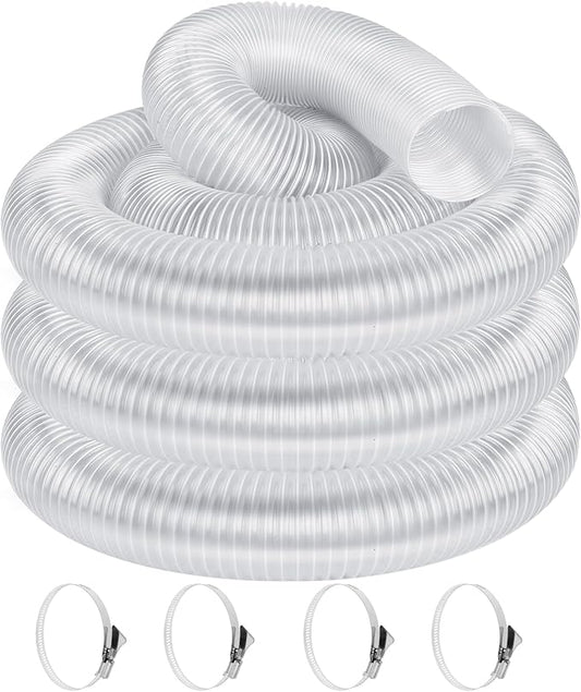 4" x 20' Heavy PVC Dust Collection Hose,Flexible Clear Debris and Fume Collection Hose with Stainless Steel Hose Clamps for Dust Collectors with 4" Ports, Ideal for Shop Vacuums
