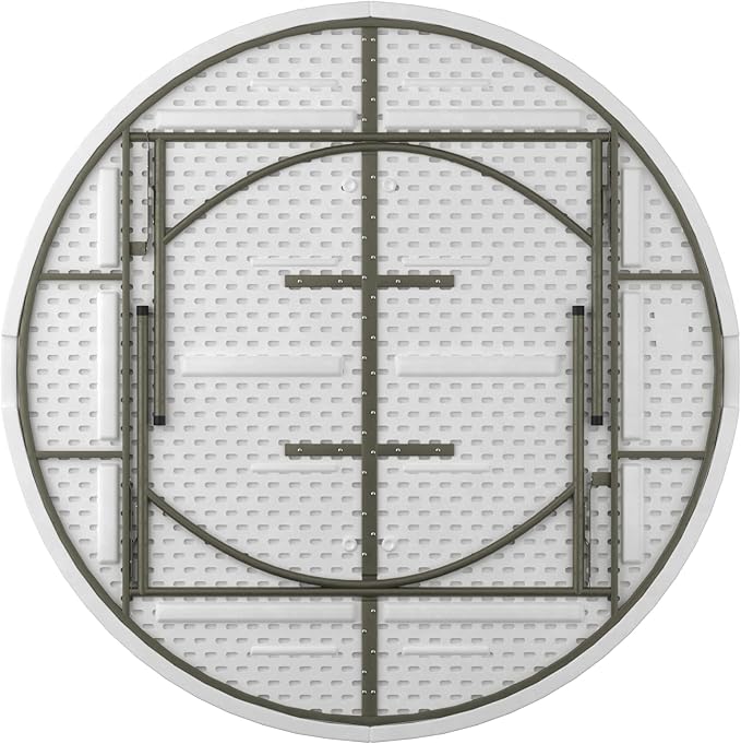 Commercial Round Folding Table - Heavy-Duty White Plastic for Parties, Banquets and Events - Perfect for Indoor/Outdoor Use (72 inches, 10 Units)