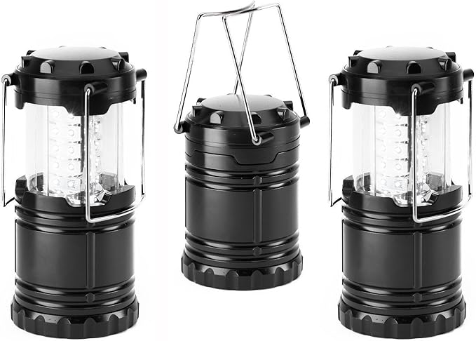 LED Battery Powered Lanterns, Portable, Waterproof, Collapsible Lights for Camping, Emergency, Hurricane, Storms, and Power Outages, Pack of 6