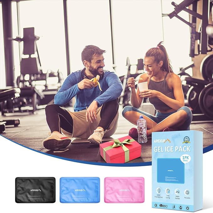 APEXUP Gel Ice Packs for Injuries Reusable, Flexible Double Sided Cold Packs for Injuries, Ice Pack for Knee, Shoulder, Back, Hip, Leg, Arm (Blue, S, 1PK)