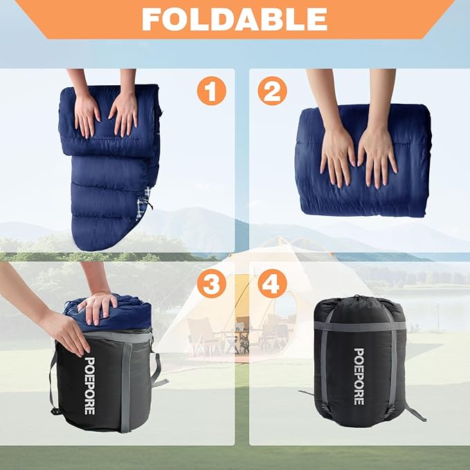 0 Degree Sleeping Bag 100% Cotton Flannel XXL Cold Weather Winter Oversized Sleeping Bag for Adults Camping Zero Degree Big and Tall with Compression Sack