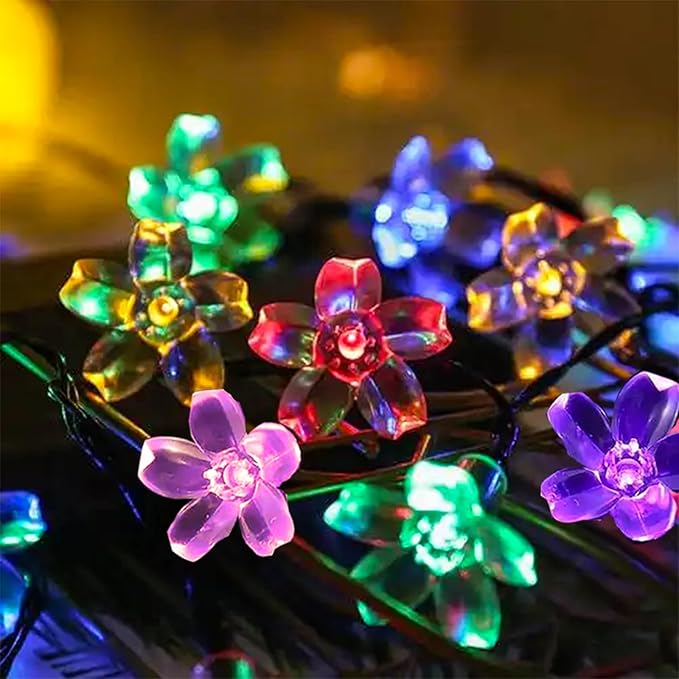 Battery Operated and USB Plug in Fairy Flower String Lights, 9.8 ft 30 LED Cherry Blossom 8 Modes Timer Indoor Bedroom Party Wedding Garden Christmas Easter Tree Hanging Decorations (Multi Color)