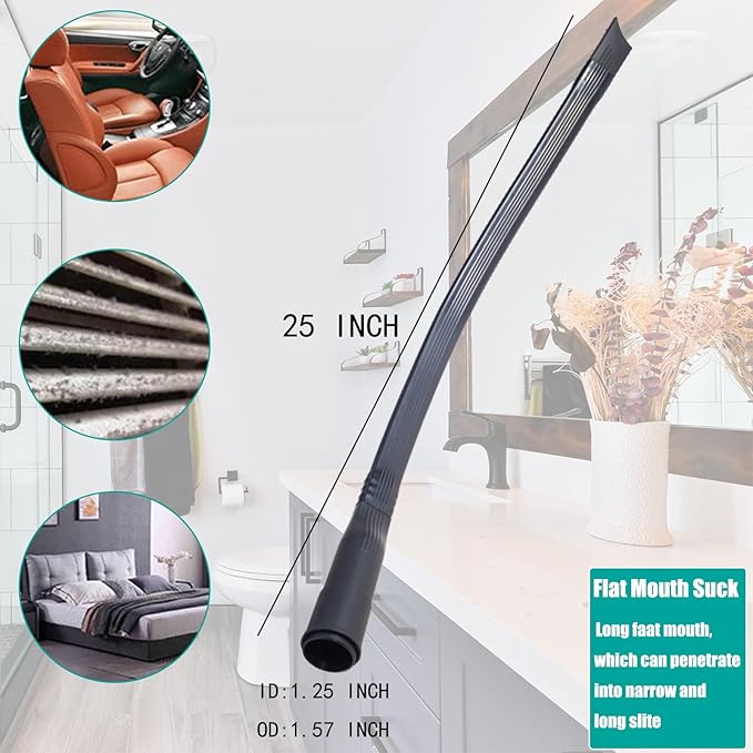 13 PCS Universal Vacuum Attachments Kit for Shop Vac Accessories - Includes Horse Hair Vacuum Brush, Floor Brush, Crevice Tool, and Hose Adapters for 2 1/2" to 1 1/4"