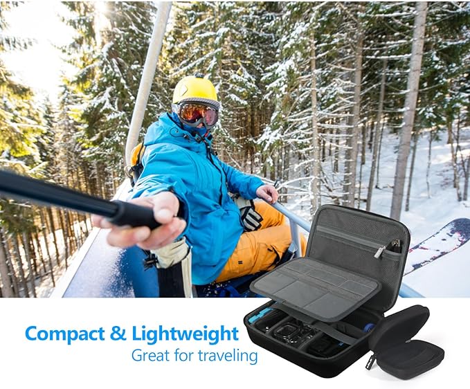 JSVER Hard Carrying Case for GoPro Hero13/12/11/10/9/8/7, AKASO EK7000 / Brave 4 4K / Brave 7 LE/Brave 8 / V50X and Insta360 (Set of 2)