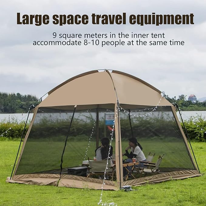 GVDV Screen House Tent 11x11 Ft Mesh Net, Outdoor Camping Screen Room Sun Shade Gazebo Shelter Included Carry Bag, Easy Setup & Waterproof, Perfect for Family Picnic, Backyards, BBQ and Party