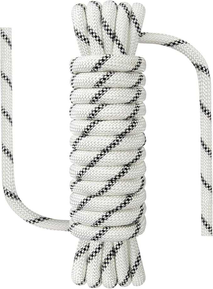 1/2 in x 16 ft Boat Marine Rope for Canyoneering, Floating, Fishing, Rafting, Camping, Hiking, Hunting, Anchor, Arborist Tree, Rafting, Rescue, Knotting Practice Nylon/Polyester White