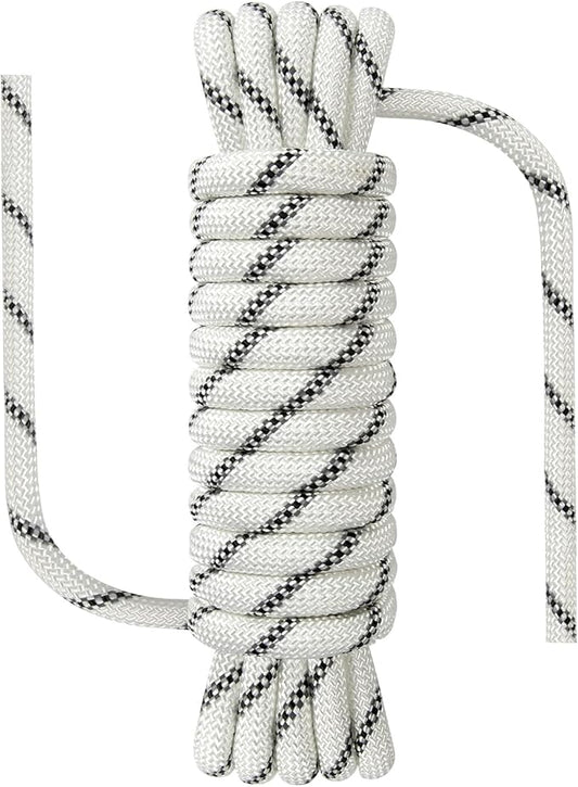 1/2 in x 16 ft Boat Marine Rope for Canyoneering, Floating, Fishing, Rafting, Camping, Hiking, Hunting, Anchor, Arborist Tree, Rafting, Rescue, Knotting Practice Nylon/Polyester White