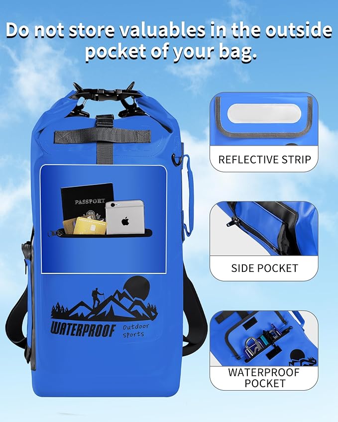 IDRYBAG Dry Bag Backpack Waterproof Floating 20L/30L/40L, Dry Bags Waterproof Backpack for Men, Dry Sack Waterproof Bag