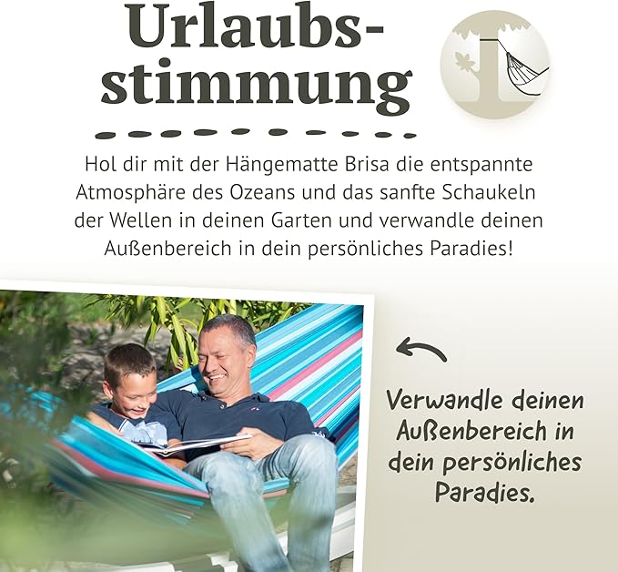 LA Siesta Brisa Classic Hammock, Handmade, Weather-Resistant, Tear-Resistant Hammock for Indoor & Outdoor Relaxation, Size-King - Wave