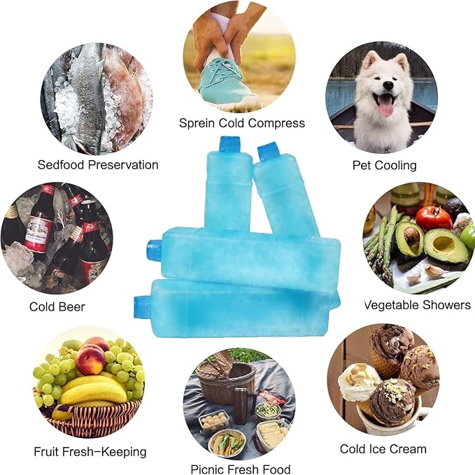 Ice Packs Ice Crystal Boxes for Coolers, Reusable Long Lasting&Fast Freeze, Set of 12 in 1 Freezer Packs for Lunch Bags Cooler Backpack, Camping, Picnics, Beach, Fishing and More