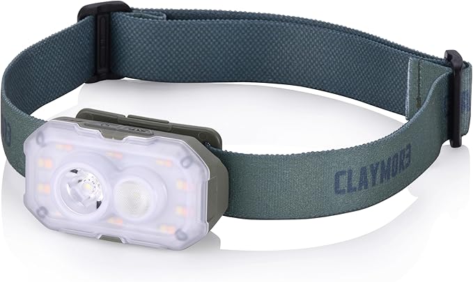 Claymore Heady+ (Khaki) - Rechargeable LED Headlamp Flashlight, Lightweight for Camping, Running, Hiking, Emergency & Industrial Use. Waterproof, USB-C Charging, Up to 70 Hours Battery Life.