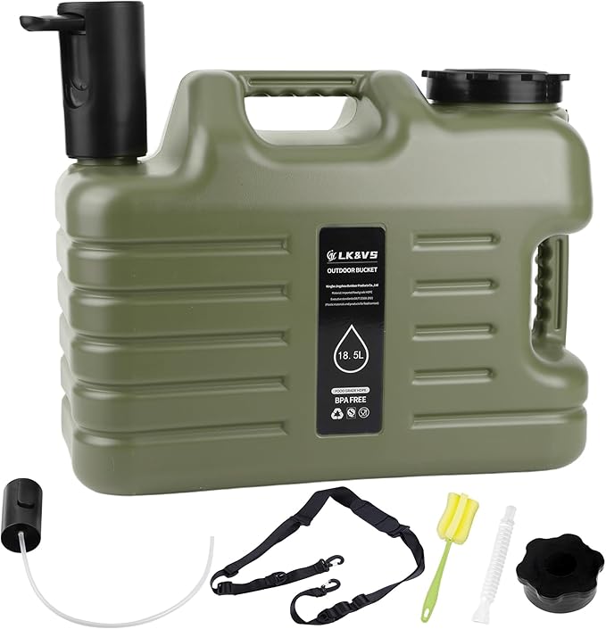 5 Gallon Water Jug with Foldable Auto Pump, BPA-Free Leak-Proof Camping Water Container Spigot, Type-C Rechargeable, Portable Water Dispenser Tank for Hiking, Outdoors & Emergency Water Storage